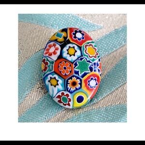 Vintage Murano glass milliflori oval earrings clip